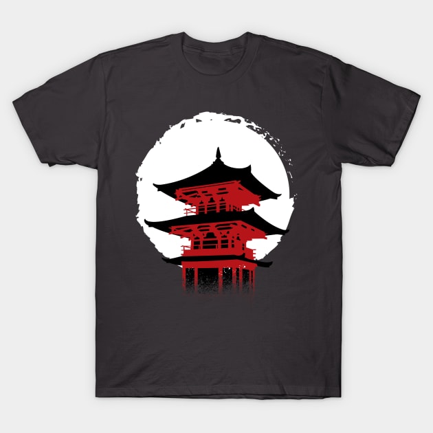 Japan temple moon T-Shirt by albertocubatas